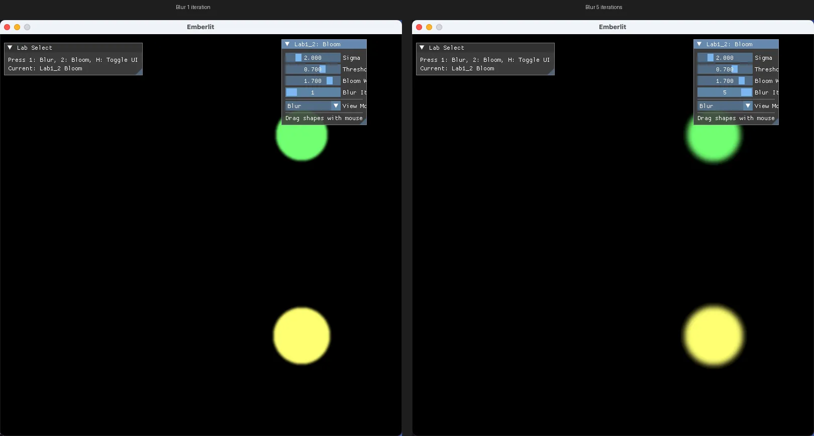Blur iterations 1회 vs 5회 비교